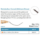 Visitec Retrobulbar, Curved [Atkinson/Straus], .50 x 34 mm (25G x 1 3/8 in). MFID: 585019