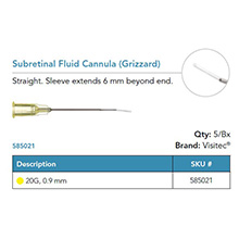 Visitec Subretinal Fluid Cannula, 6 mm [Grizzard], .90 mm (20G). MFID: 585021