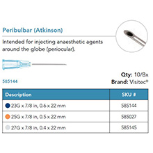 Visitec Peribulbar [Atkinson], .50 x 22 mm (25G x 7/8 in). MFID: 585027