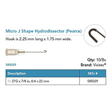 Visitec Micro J Shape Hydrodissector [Pearce], .40 x 22 mm (27G x 7/8 in). MFID: 585029