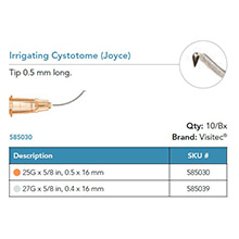 Visitec Irrigating Cystotome [Joyce], .50 x 16 mm (25G x 5/8 in). MFID: 585030