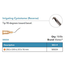 Visitec Irrigating Cystotome (Reverse), .50 x 16 mm (25G x 5/8 in). MFID: 585034