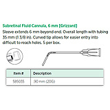 Visitec Subretinal Fluid Cannula, 6 mm [Grizzard], .90 mm (20G). MFID: 585035