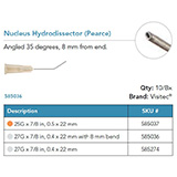 Visitec Nucleus Hydrodissector [Pearce], .50 x 22 mm (25G x 7/8 in). MFID: 585037