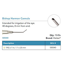 Visitec Bishop Harmon Cannula, 1.1 x 25 mm (19G x 1 in). MFID: 585040