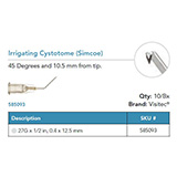 Visitec Irrigating Cystotome [Simcoe], .40 x 12.5 mm (27G x 1/2 in). MFID: 585093