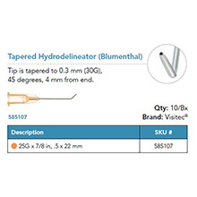 Visitec Tapered Hydrodelineator [Blumenthal], .50 x 22 mm (25G x 7/8 in). MFID: 585107