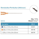 Visitec Retrobulbar/Peribulbar [Atkinson], .40 x 32 mm (27G x 1 1/4 in). MFID: 585109