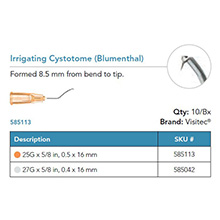 Visitec Irrigating Cystotome [Blumenthal], .50 x 16 mm (25G x 5/8 in). MFID: 585113