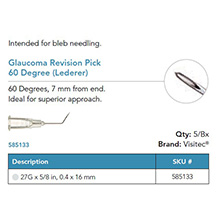 Visitec Glaucoma Revision Pick 60&#186; [Lederer], .40 x 16 mm (27G x 5/8 in). MFID: 585133