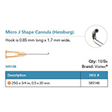 Visitec Micro J Shape Cannula [Hessburg], .50 x 20 mm (25G x 3/4 in). MFID: 585148