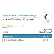 Visitec Micro J Shape Cannula [Hessburg], .50 x 20 mm (25G x 3/4 in). MFID: 585148