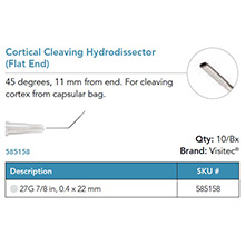 Visitec Cortical Cleaving Hydrodissector (Flat End), .40 x 22 mm (27G x 7/8 in). MFID: 585158
