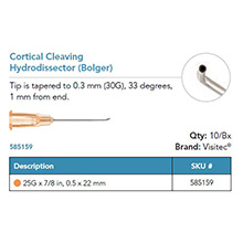 Visitec Cortical Cleaving Hydrodissector [Bolger], .50 x 22 mm (25G x 7/8 in). MFID: 585159