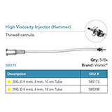 Visitec High Viscosity Injector [Hammer], Tubing 10 cm (4 in) long. MFID: 585173
