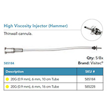 Visitec High Viscosity Injector [Hammer], Tubing 10 cm (4 in) long. MFID: 585184