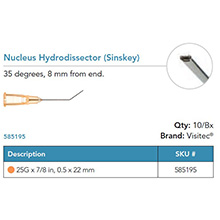 Visitec Nucleus Hydrodissector [Sinskey], .50 x 22 mm (25G x 7/8 in). MFID: 585195