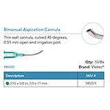 Visitec Bimanual Irrigation Cannula, .80 x 17 mm (21G x 5/8 in). MFID: 585223