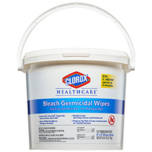 CLOROX Healthcare Bleach Germicidal Wipes Bucket, 12"x12". MFID: 30358