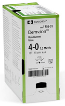 Covidien DERMALON Nylon Suture, Premium Reverse Cutting, 5-0, Blue, 18", Needle P-13, 3/8 Circ. MFID: 8886174924