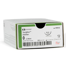 Covidien SURGILON Nylon Suture, Reverse Cutting, Size 1, Black, 5x18", Needle HOS-12, &#189; Circle. MFID: 8886191372