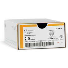 Covidien TI-CRON Polyester Suture, Premium Reverse Cut, Size 4-0, White, 18", Needle P-21, &#189; Cir. MFID: 8886285433