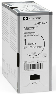 Medtronic Covidien MAXON Suture, Green, Size 0, 150cm, LP, GS25, 1 dz/bx. MFID: GMM-634L