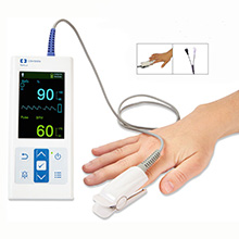 COVIDIEN NELLCOR Portable SPO2 Patient Monitoring System / Pulse Oximeter  with Adult Durasensor Reusable Sensor (DS100A-1). ID# PM10N-NA