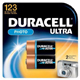 DURACELL Photo Battery, Lithium, Size DL123A, 3V, 2/pk, 6 pk/bx. MFID: 4133366192