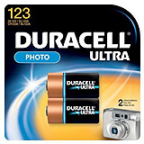 DURACELL Photo Battery, Lithium, Size DL123A, 3V, 2/pk, 6 pk/bx. MFID: 4133366192