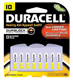 DURACELL Hearing Aid Battery, Zinc Air, Size 10, 8/pk, 6 pk/bx. MFID: DA10B8W