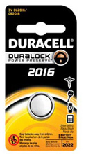 DURACELL Watch Battery, Lithium, Size DL2016, 3V, 6/bx. MFID: DL2016BPK