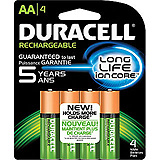 DURACELL Rechargeable Battery, NIMH, Size AA, 4/bx, 6 bx/cs. MFID: NL1500B4N001