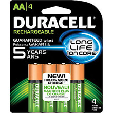 DURACELL Rechargeable Battery, NIMH, Size AA, 4/bx, 6 bx/cs. MFID: NL1500B4N001