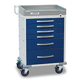 DETECTO RESCUE Anesthesiology Cart, White Frame, 6 BLUE Drawers, Keyed Lock. MFID: RC333369BLU