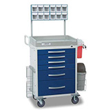 DETECTO RESCUE Anesthesiology Cart, White Frame, 6 BLUE Drawers, Loaded, Keyed Lock. MFID: RC333369BLU-L