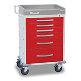 DETECTO RESCUE Emergency Room Cart, White Frame, 6 RED Drawers, Emergency Lock. MFID: RC333369RED