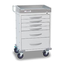 DETECTO RESCUE General Purpose Medical Cart, White Frame, 6 WHITE Drawers, Keyed Lock. MFID: RC333369WHT