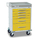 DETECTO RESCUE Isolation Medical Cart, White Frame, 6 YELLOW Drawers, Keyed Lock. MFID: RC333369YEL