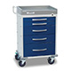 DETECTO RESCUE Anesthesiology Cart, White Frame, 5 BLUE Drawers, Keyed Lock. MFID: RC33669BLU