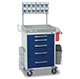 DETECTO RESCUE Anesthesiology Cart, White Frame, 5 BLUE Drawers, Loaded, Keyed Lock. MFID: RC33669BLU-L
