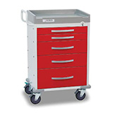 DETECTO RESCUE Emergency Room Cart, White Frame, 5 RED Drawers, Emergency Lock. MFID: RC33669RED