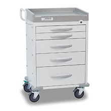 DETECTO RESCUE General Purpose Medical Cart, White Frame, 5 White Drawers, Keyed Lock. MFID: RC33669WHT