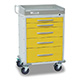 DETECTO RESCUE Isolation Medical Cart, White Frame, 5 YELLOW Drawers, Keyed Lock. MFID: RC33669YEL