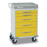 DETECTO RESCUE Isolation Medical Cart, White Frame, 5 YELLOW Drawers, Keyed Lock. MFID: RC33669YEL