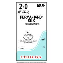 ETHICON Suture, PERMA-HAND, Precision Point - Reverse Cutting, PS, 18", Size 2-0. MFID: 1588H
