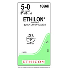 ETHICON Suture, ETHILON, Precision Point - Reverse Cutting, PS-2, 18", Size 5-0. MFID: 1666H