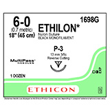 ETHICON Suture, ETHILON, Precision Point - Reverse Cutting, P-3, 18", Size 6-0. MFID: 1698G