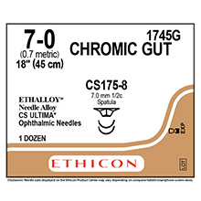 ETHICON Suture, Surgical Gut - Chromic, ULTIMA - Spatula, CS175-8 / CS175-8, 18", Size 7-0. MFID: 1745G