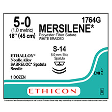 ETHICON Suture, MERSILENE, SABRELOC - Spatula, S-24 / S-24, 18", Size 5-0. MFID: 1764G